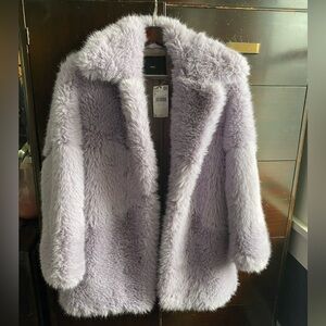 NWT sold out Mango lilac purple faux fur coat medium